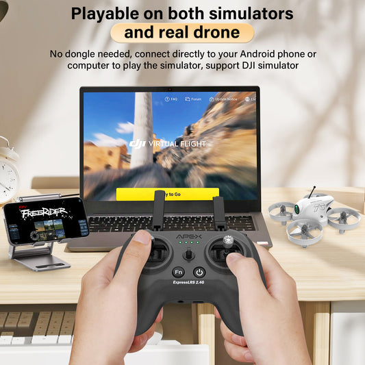 APEX G-129 RC Radio Transmitter Controller for FPV Racing Drone，with VR70 Mode and Elrs 2.4G Mode,Supports FPV Simulators,Suitable for FPV Beginners